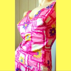 VTG 60s Pinup Perfection Fit by ROXANNE Pink Floral Swimsuit